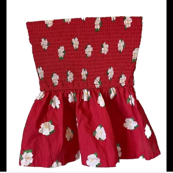 Vintage red floral strapless top small - Picture 3 of 6